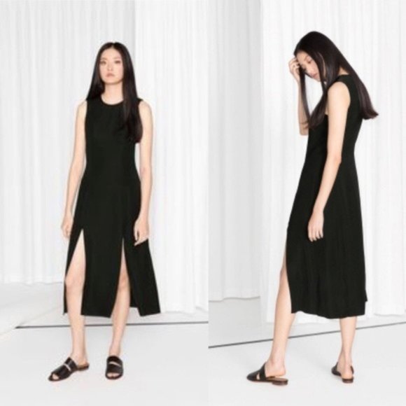 & OTHER STORIES BLACK FRONT DOUBLE SLIT DRESS new - Picture 1 of 5